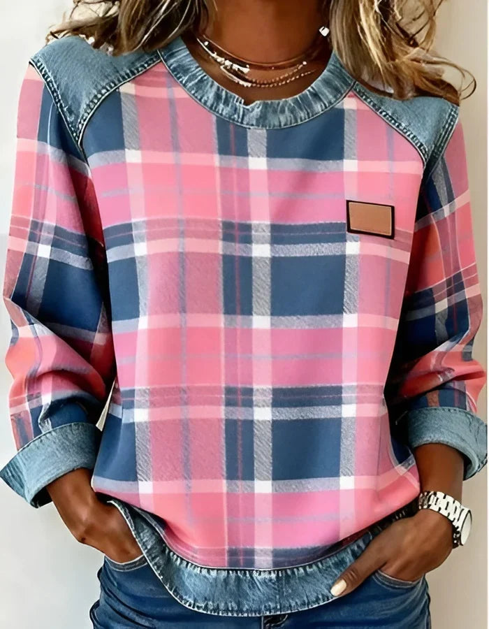 Adair - Afslappet ternet rundhalset sweatshirt