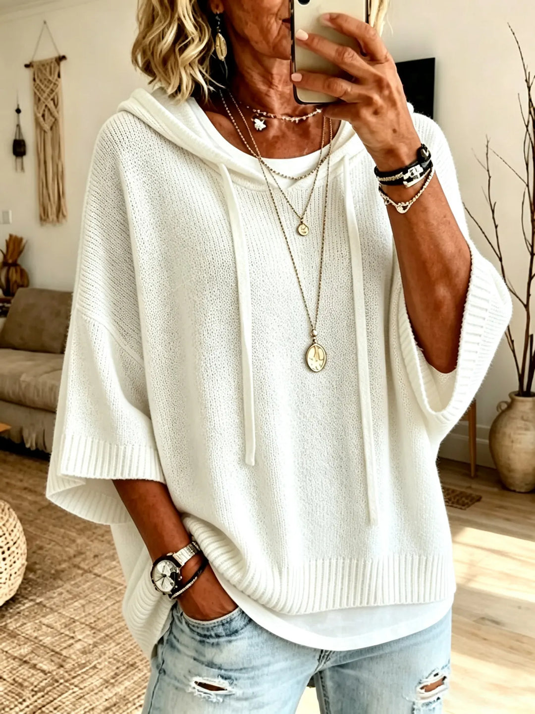 Celandria - Kortærmet oversized soft-touch hoodie