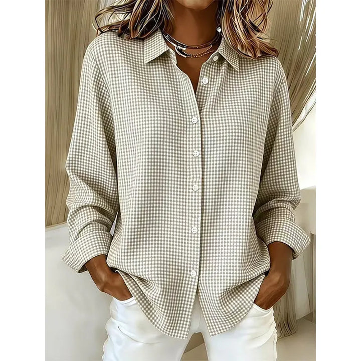 Illyssia - Klassisk gingham-ternet skjortebluse