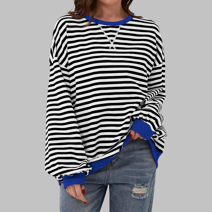 Adelia - Langærmet stribet sweatshirt i soft touch
