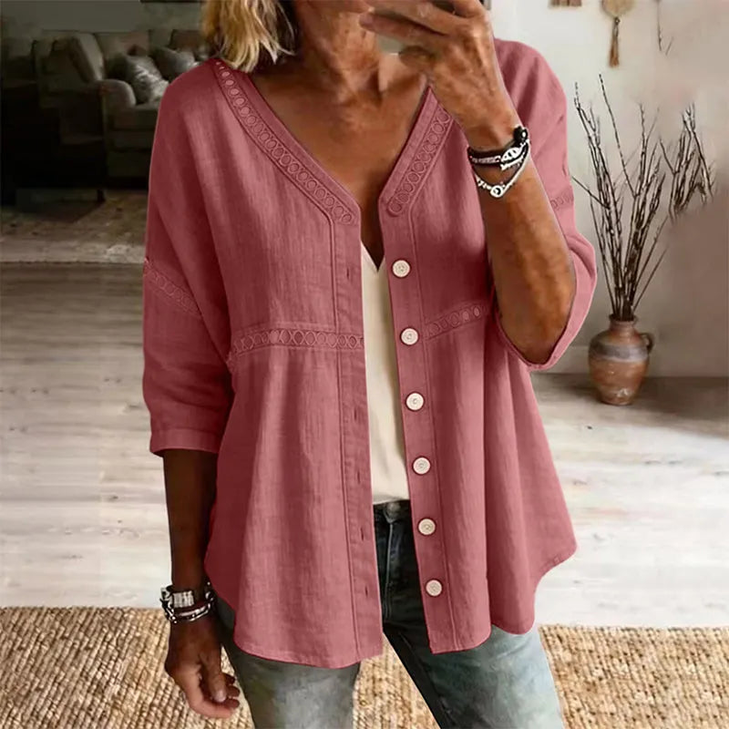 Ardena - Broderet gennemknappet bluse