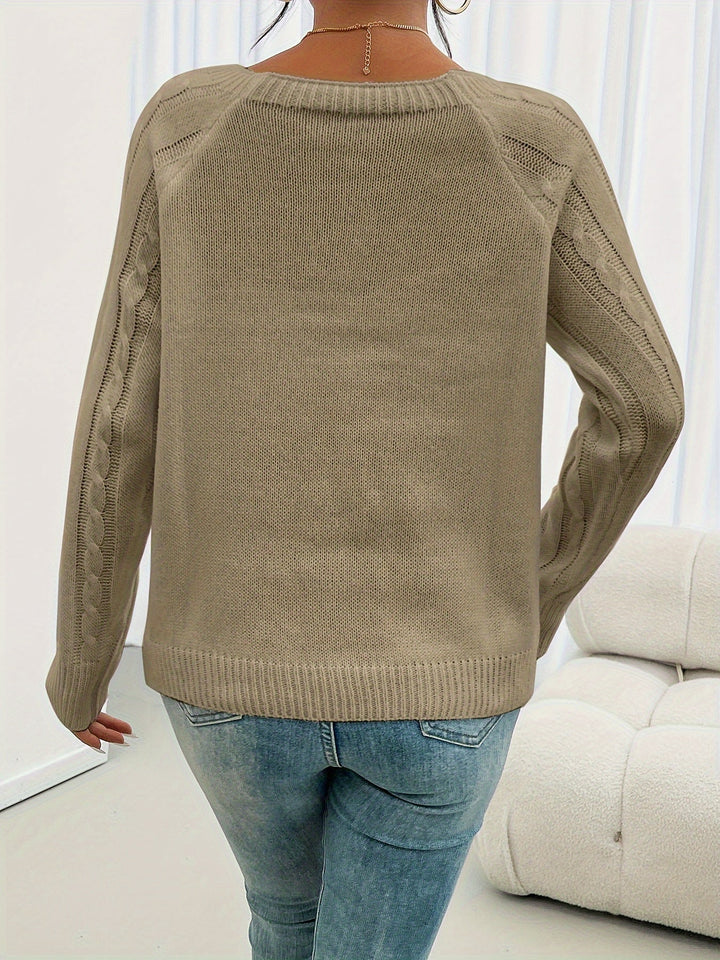 Rosabelle - Strukturstrikket sweater med knapper