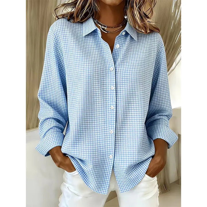 Illyssia - Klassisk gingham-ternet skjortebluse