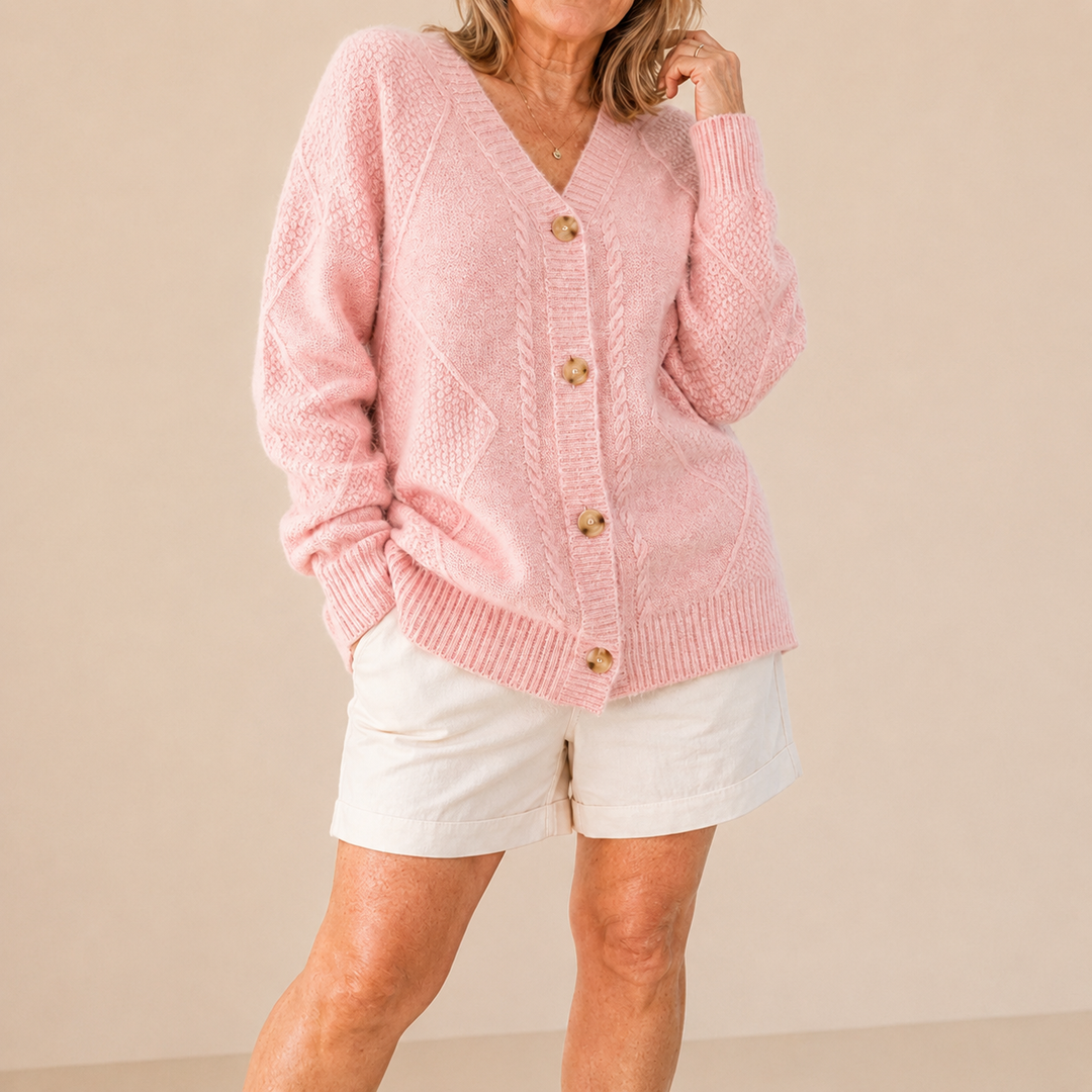 Halcyon - Blød strikket cardigan med knapper