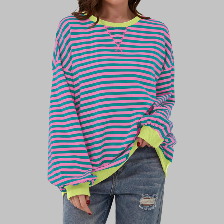 Adelia - Langærmet stribet sweatshirt i soft touch