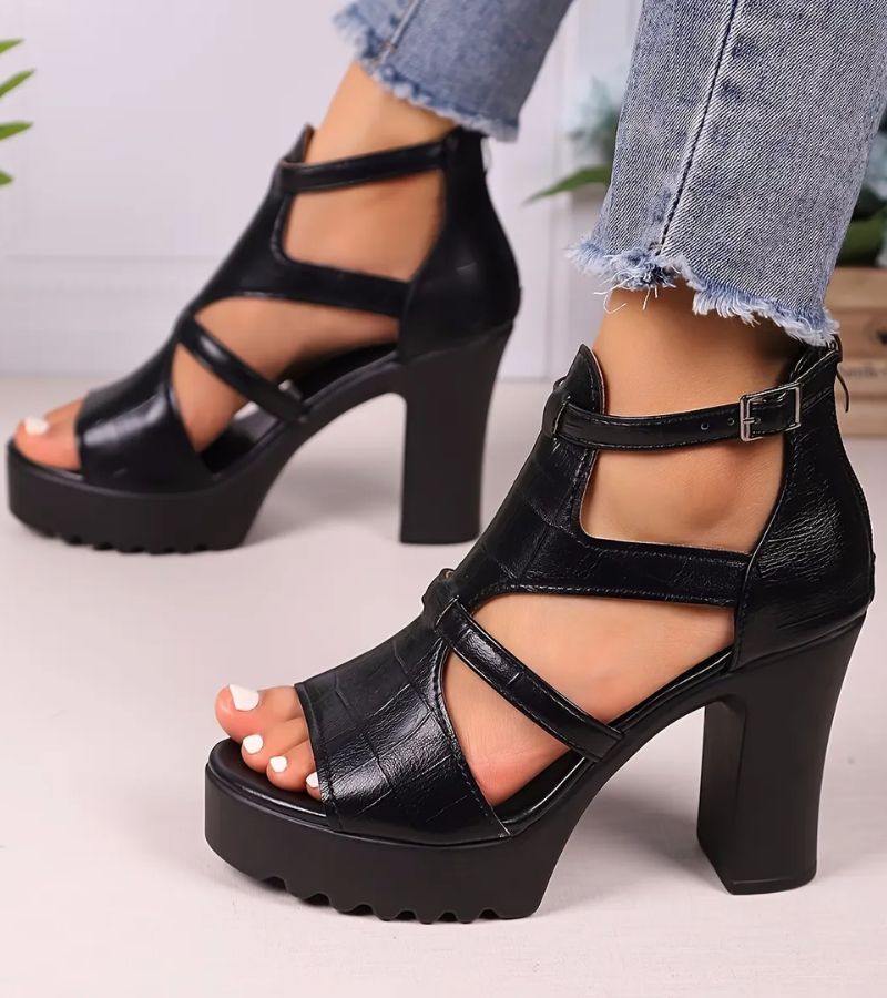 Elestine - Skulpturelle gladiatorsandaler med plateau