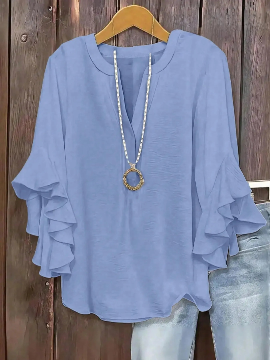 Norabelle - Elegant bluse med flæseærmer