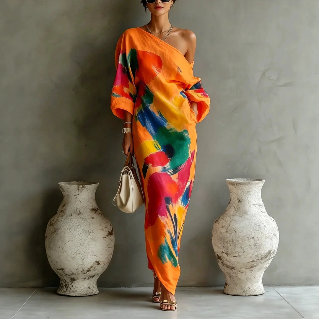 Adoressa - Skulpturel one-shoulder maxikjole