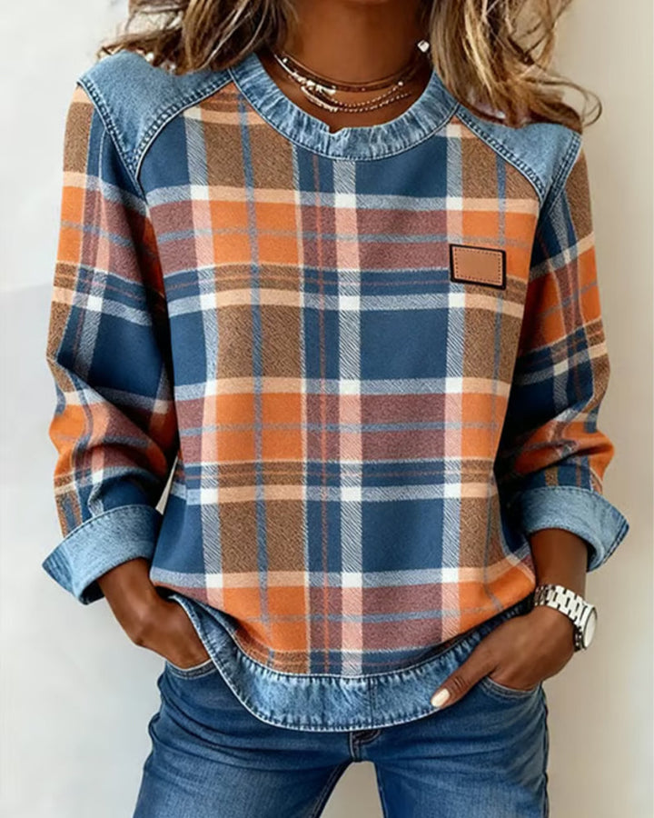Adair - Afslappet ternet rundhalset sweatshirt
