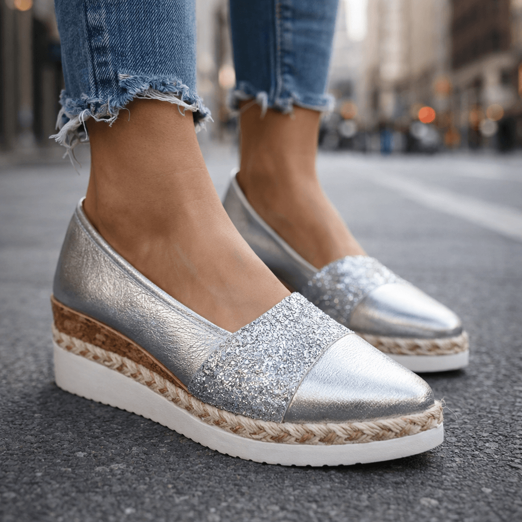 Kirsty - Funklende kilehælede sneakers
