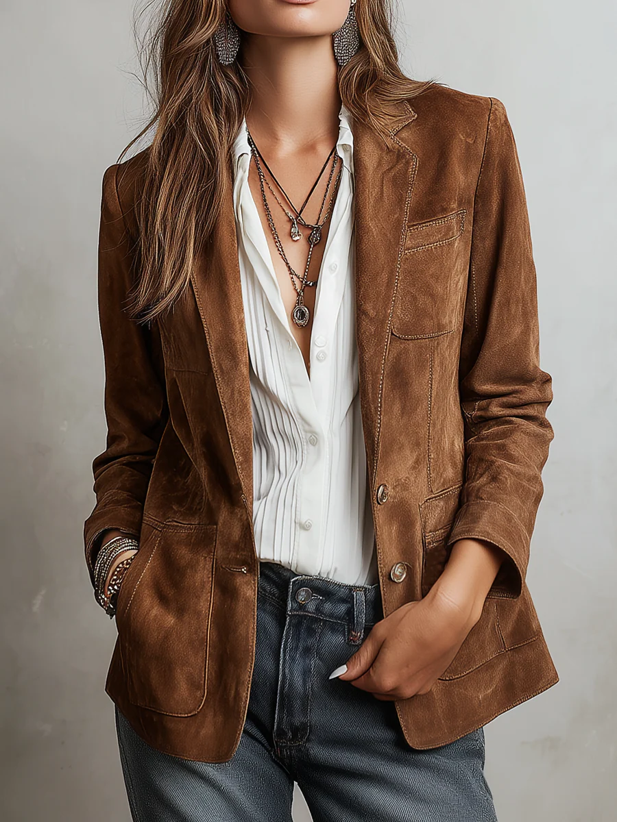 Mirevalle - Skræddersyet vintage ruskindsblazer
