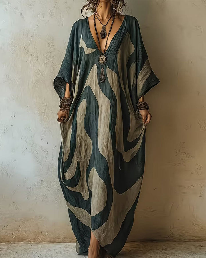 Aramina - Luksuriøs printet maxikaftan