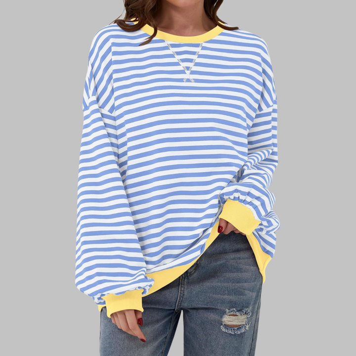 Adelia - Langærmet stribet sweatshirt i soft touch