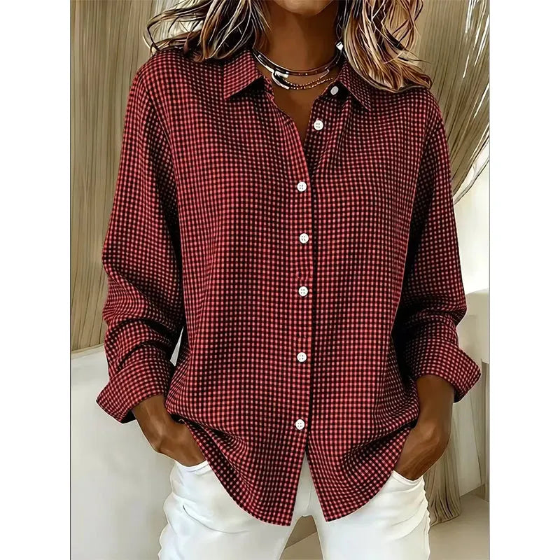 Illyssia - Klassisk gingham-ternet skjortebluse