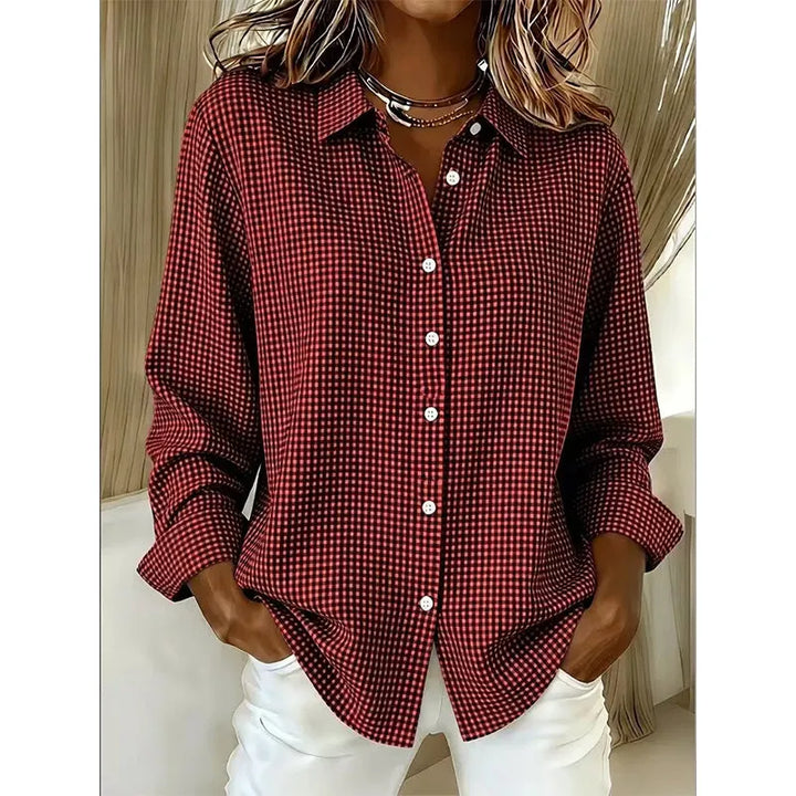 Illyssia - Klassisk gingham-ternet skjortebluse