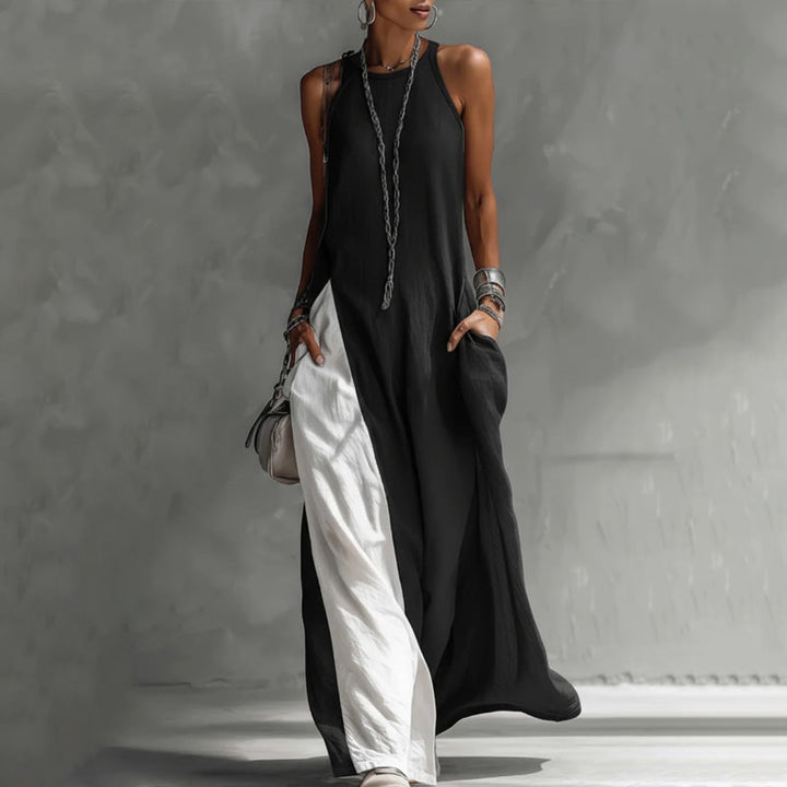 Zarella - Soft-touch colorblock maxikjole