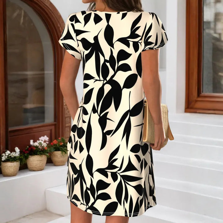 Sapphira - Shiftkjole med botanisk print