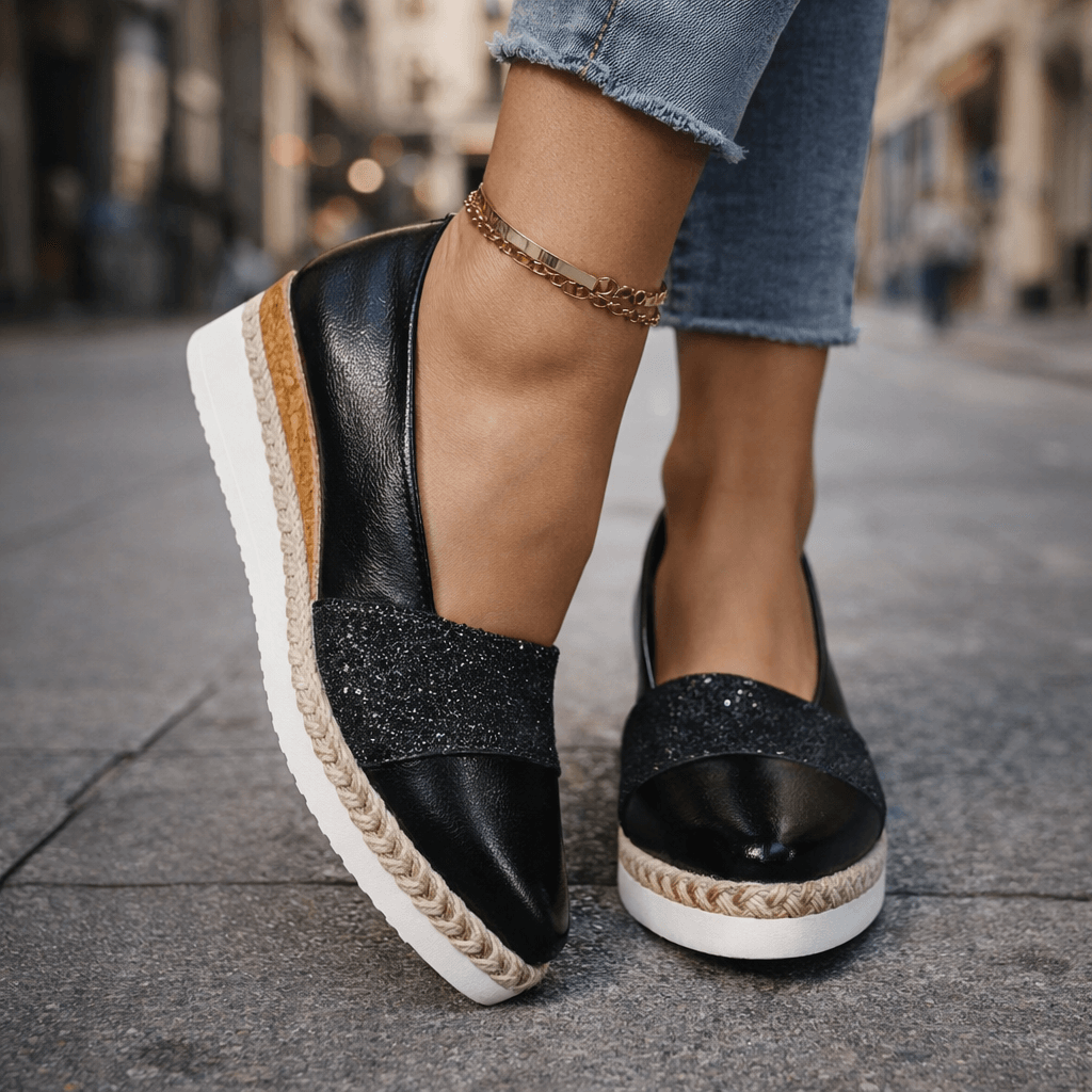 Kirsty - Funklende kilehælede sneakers