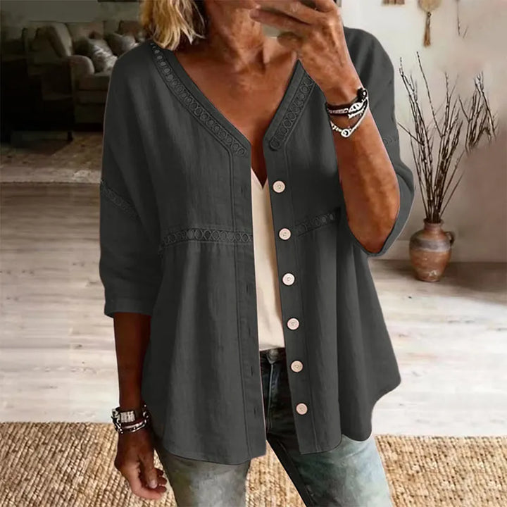 Ardena - Broderet gennemknappet bluse