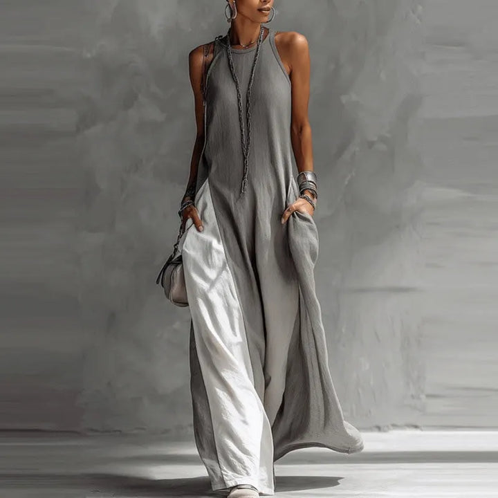 Zarella - Soft-touch colorblock maxikjole