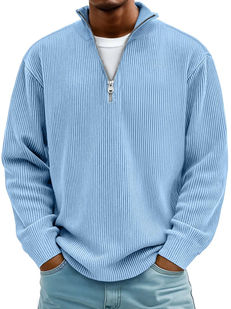 Blackden - Ribstrikket half-zip striktrøje