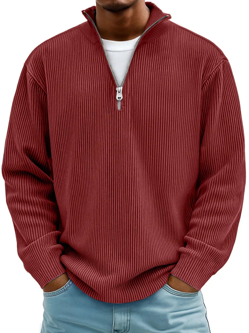 Blackden - Ribstrikket half-zip striktrøje