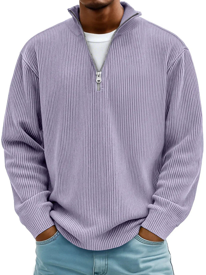 Blackden - Ribstrikket half-zip striktrøje