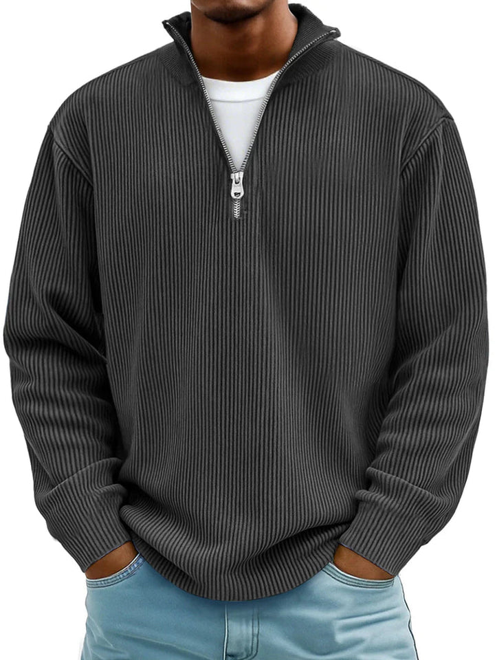 Blackden - Ribstrikket half-zip striktrøje