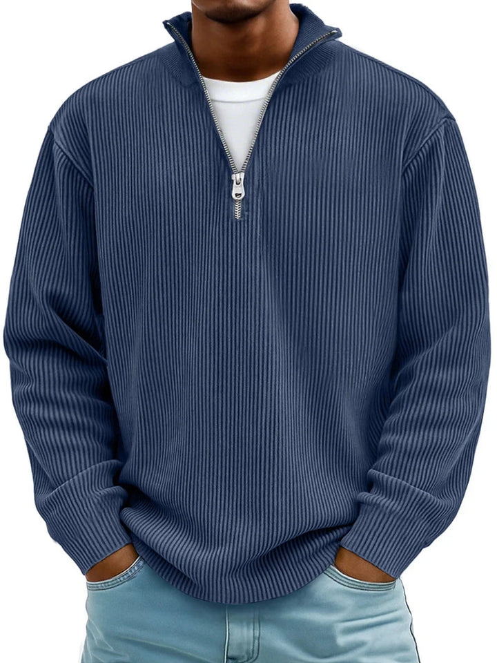 Blackden - Ribstrikket half-zip striktrøje