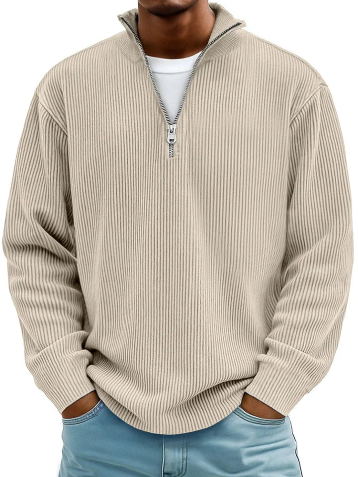Blackden - Ribstrikket half-zip striktrøje