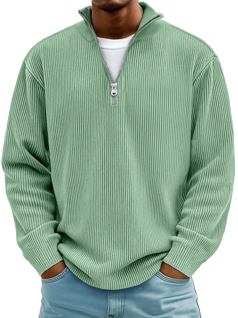 Blackden - Ribstrikket half-zip striktrøje