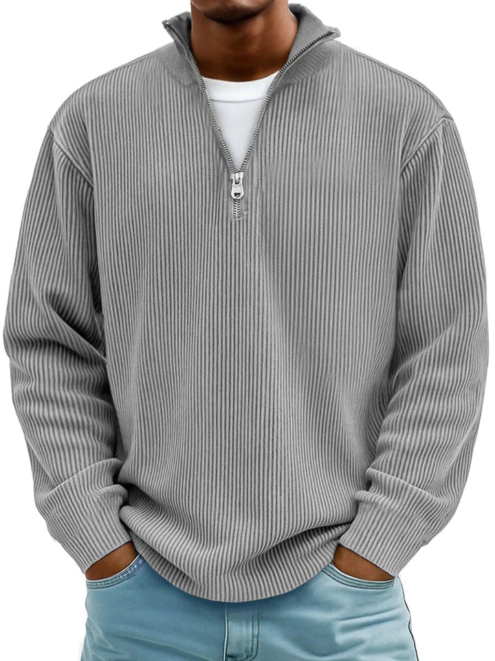 Blackden - Ribstrikket half-zip striktrøje