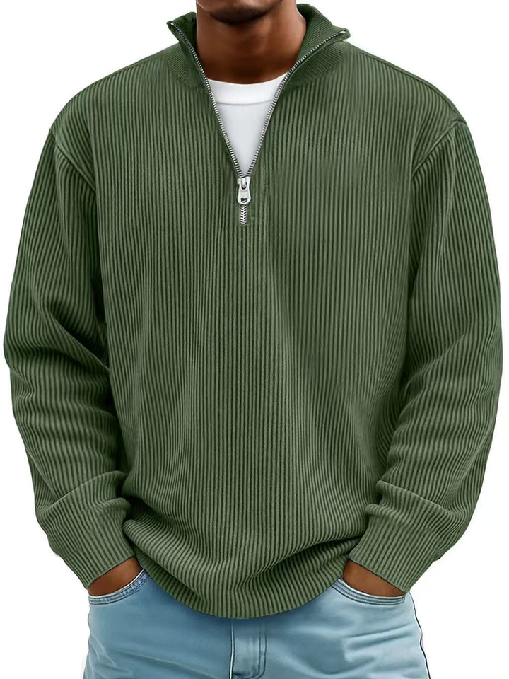 Blackden - Ribstrikket half-zip striktrøje