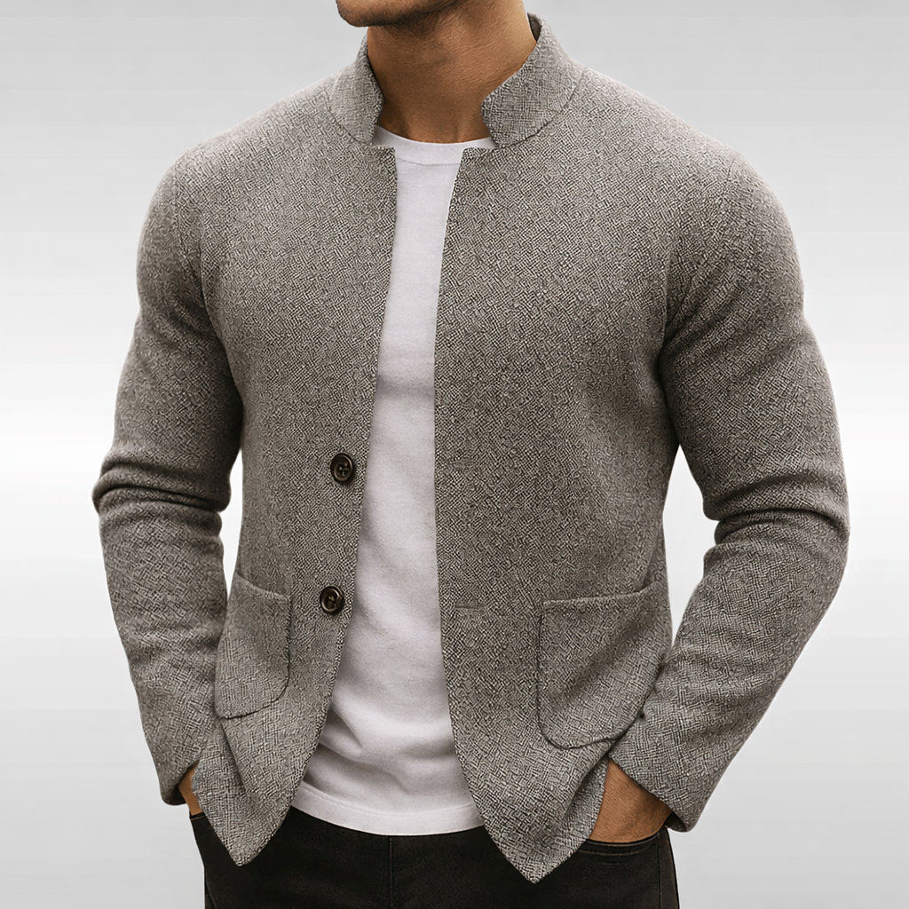 Eldhaven - Tekstureret blazer med mandarin-krave