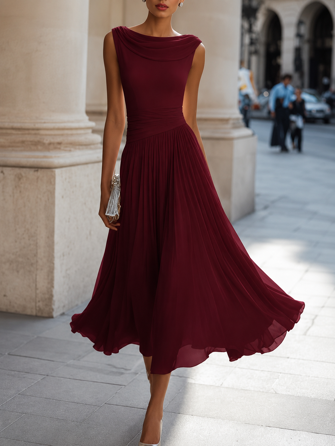 Carissa - Elegant draperet midikjole