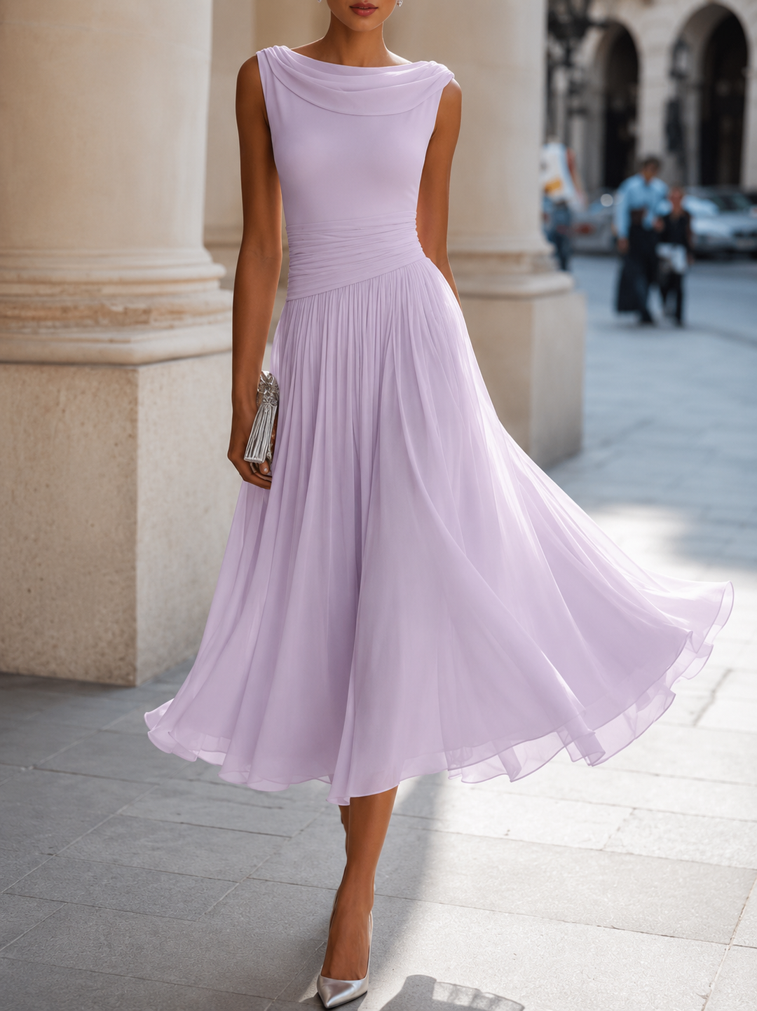 Carissa - Elegant draperet midikjole