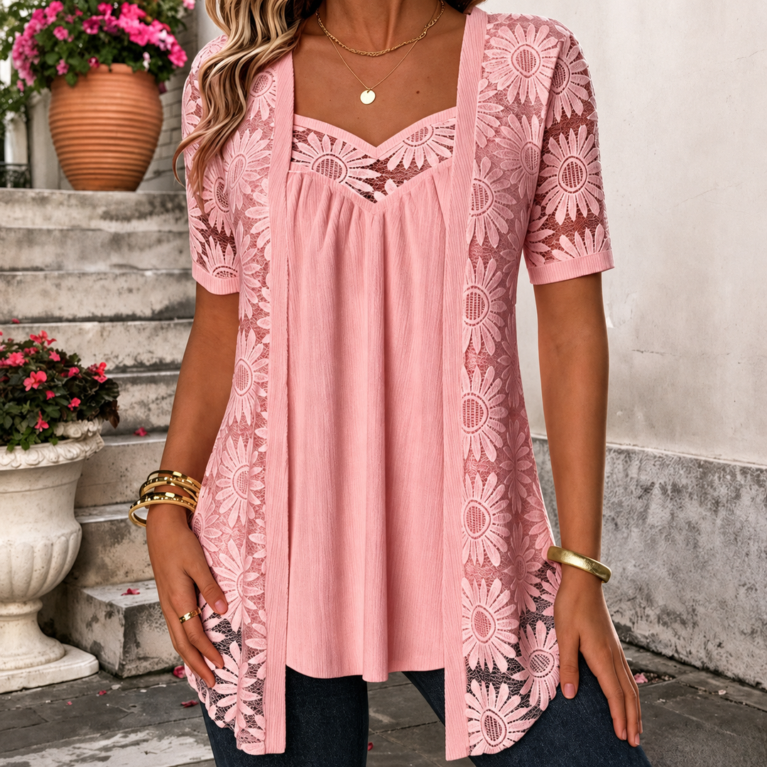 Lucette - Elegant bluse med blondedetaljer