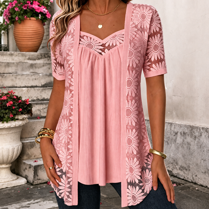 Lucette - Elegant bluse med blondedetaljer