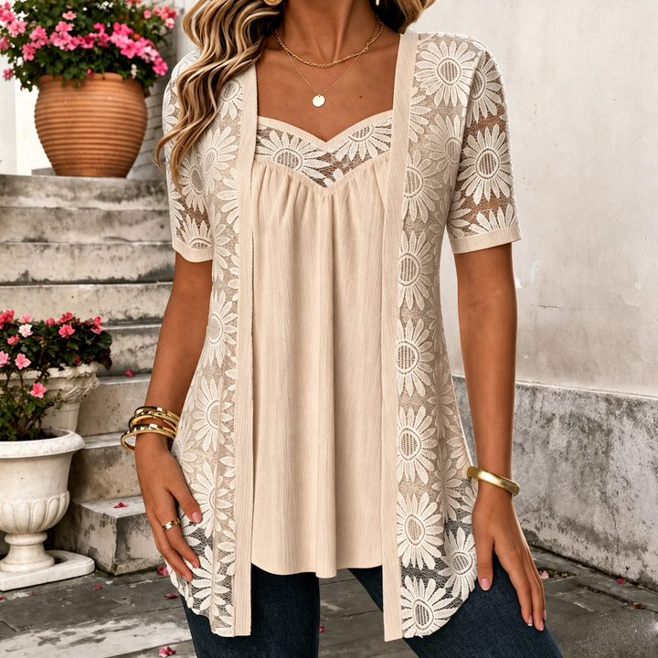 Lucette - Elegant bluse med blondedetaljer