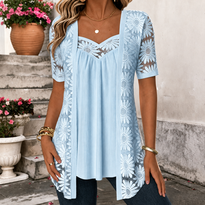 Lucette - Elegant bluse med blondedetaljer
