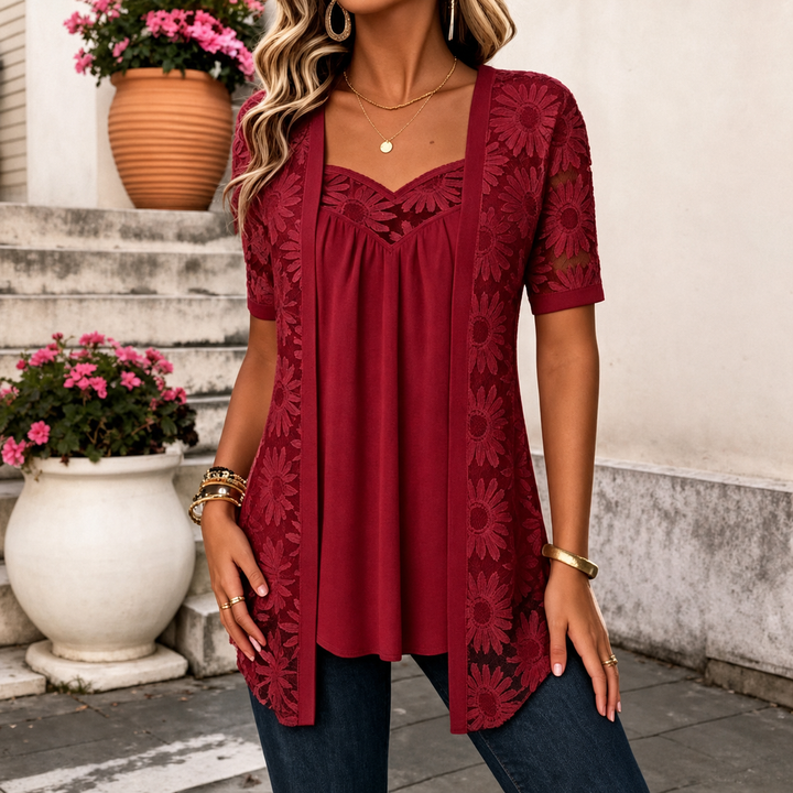 Lucette - Elegant bluse med blondedetaljer
