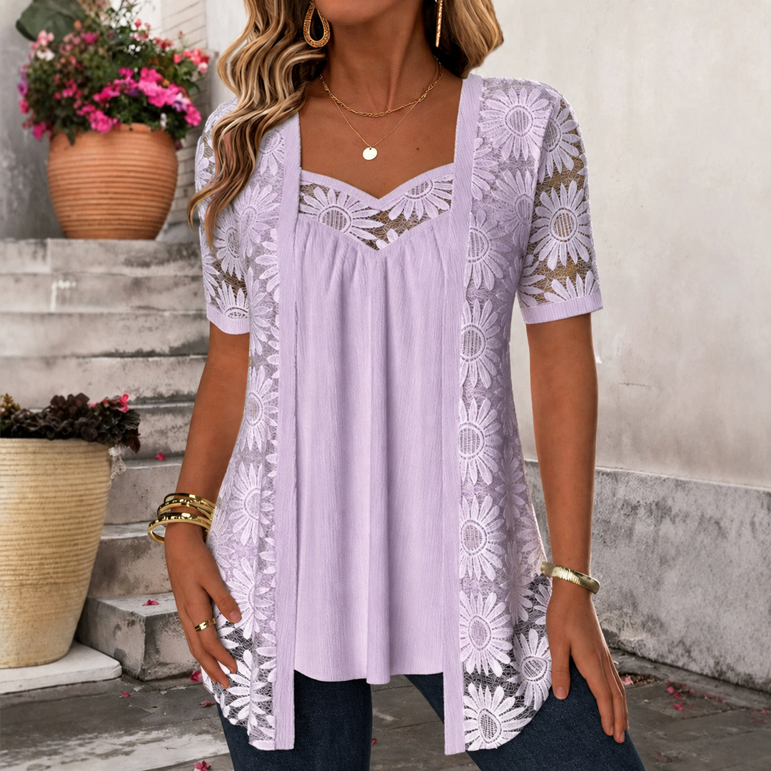 Lucette - Elegant bluse med blondedetaljer