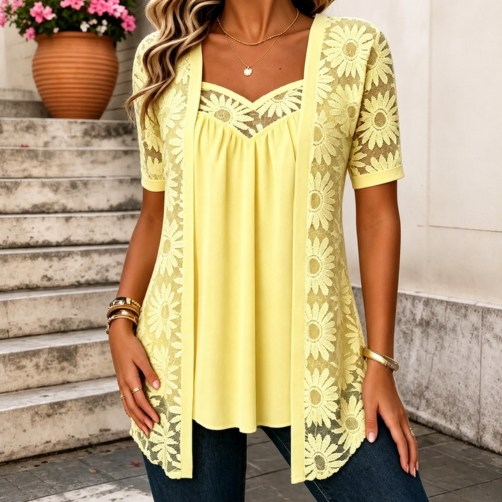 Lucette - Elegant bluse med blondedetaljer