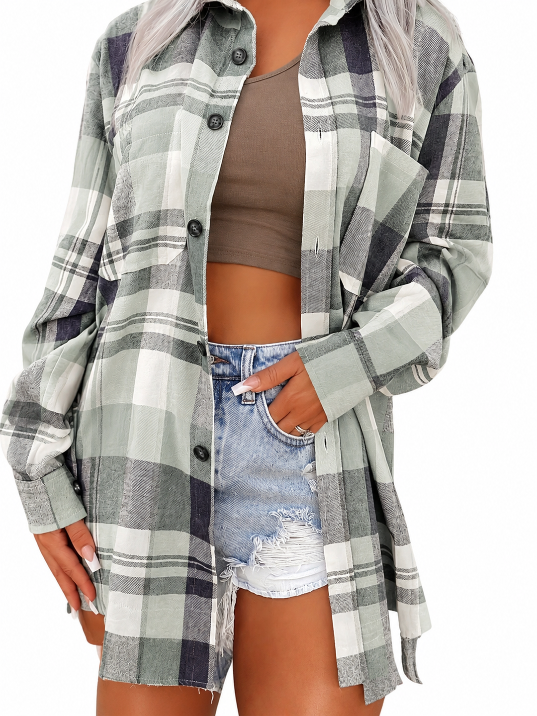 Nadira - Let gingham-ternet skjorte