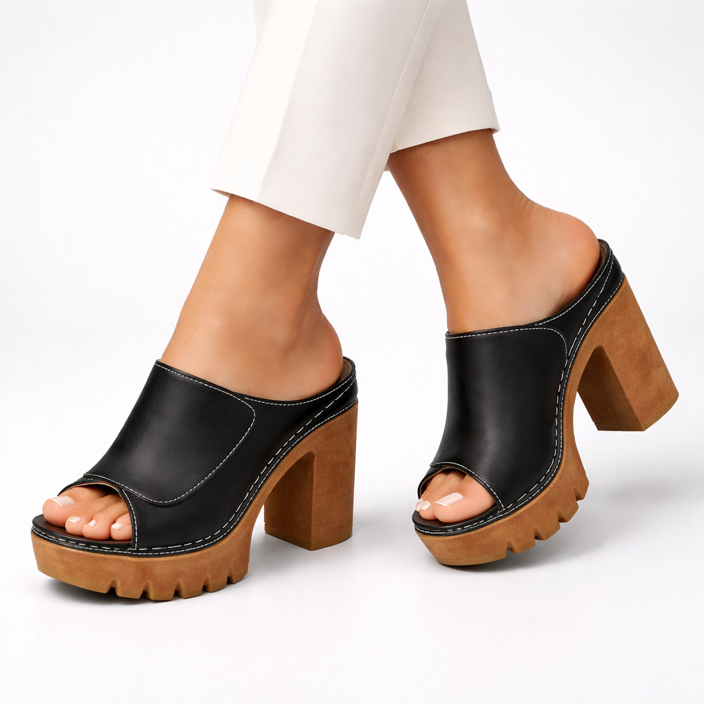 Melisande - polerede plateaupumps