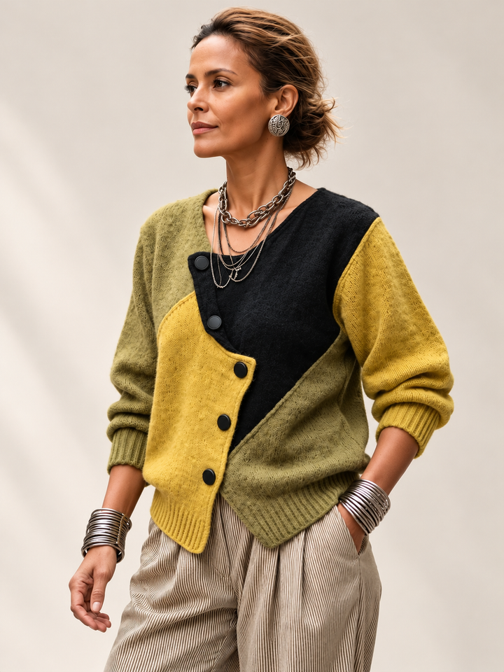 Ismay - Asymmetrisk cardigan med knapper