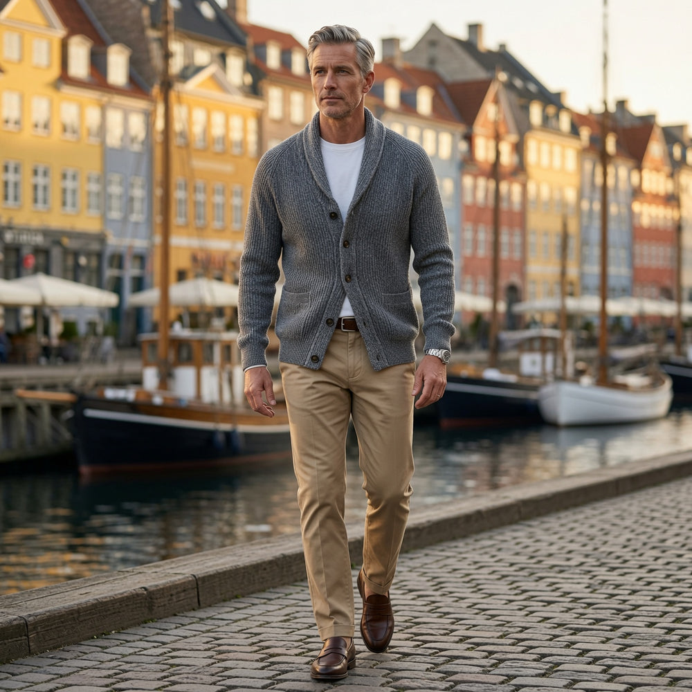 Bevan - Struktureret cardigan med sjalskrave