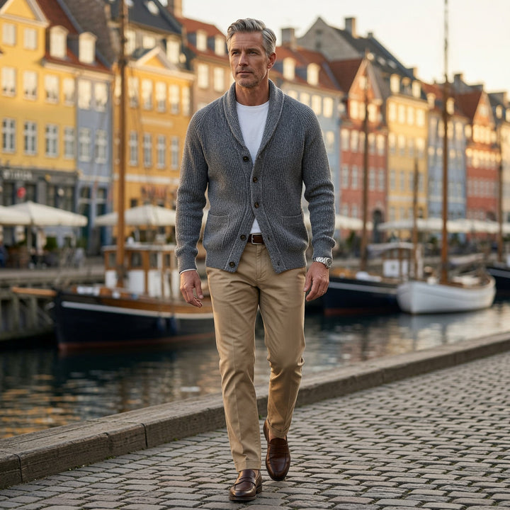 Bevan - Struktureret cardigan med sjalskrave