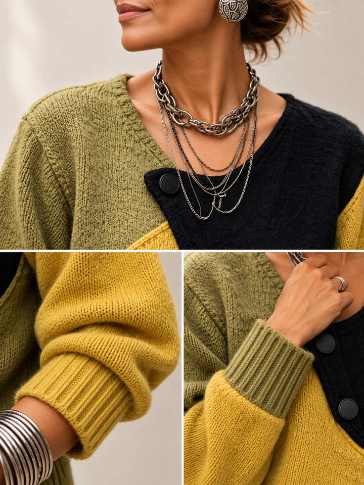 Ismay - Asymmetrisk cardigan med knapper