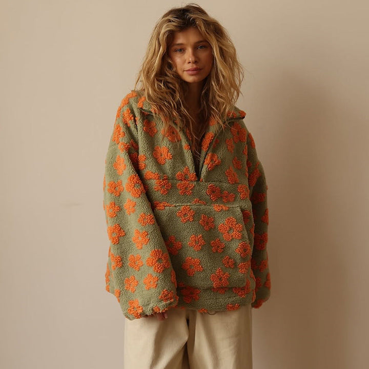 Clemency - Lun blomstret fleece-pullover